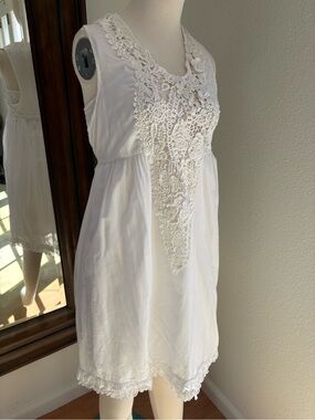 Twin-Set White Sleeveless Lace-Front Cotton Dress